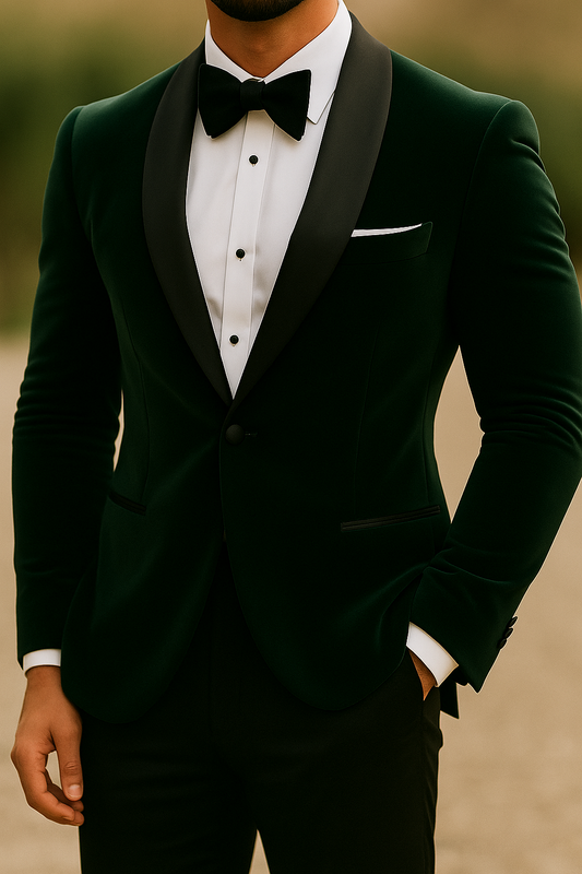 green wedding suit