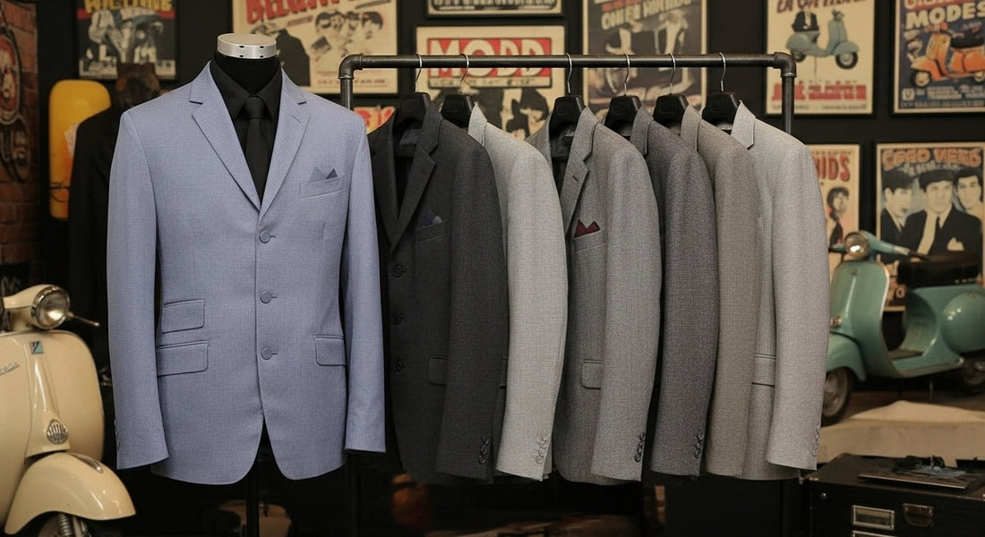 Premium slim-fit Mod suits jackets inspired by 1960s British fashion.