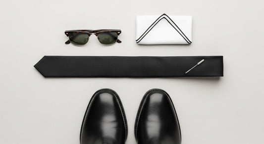 Mod fashion accessories flat lay.