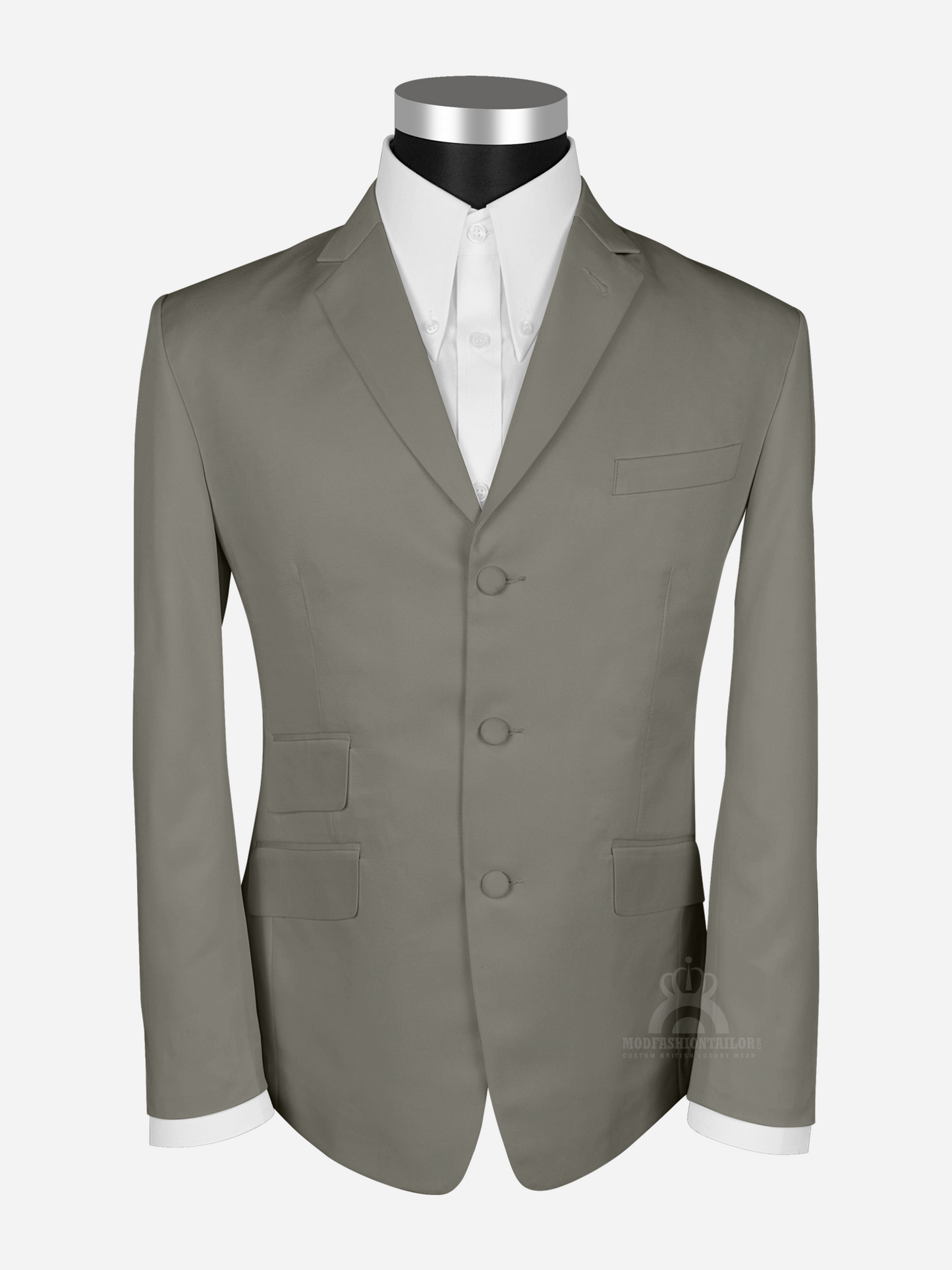 3 Piece 3 Button Pastel Brown Mod Suit with Shirt