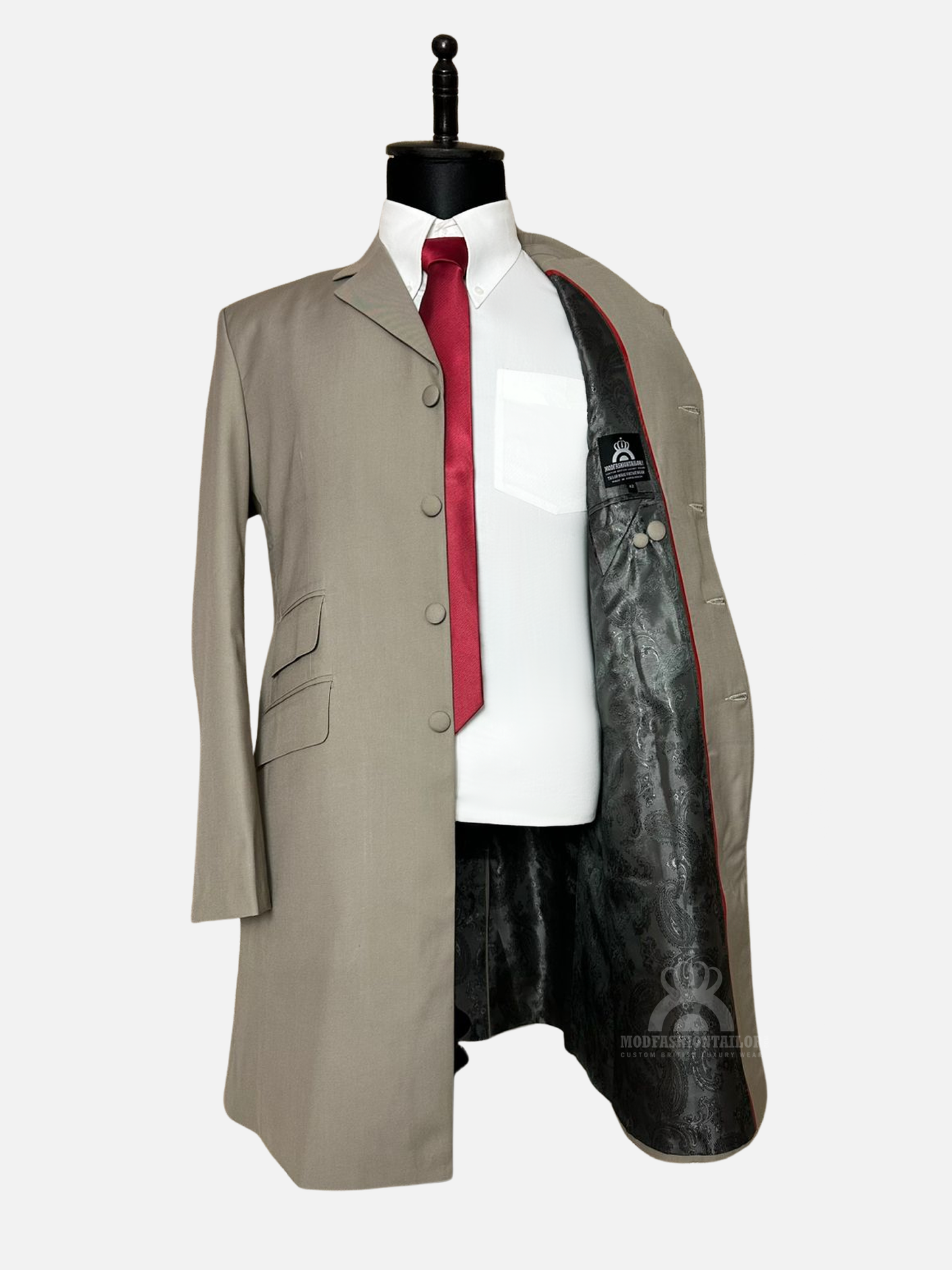 4 Button Pastel Brown Overcoat