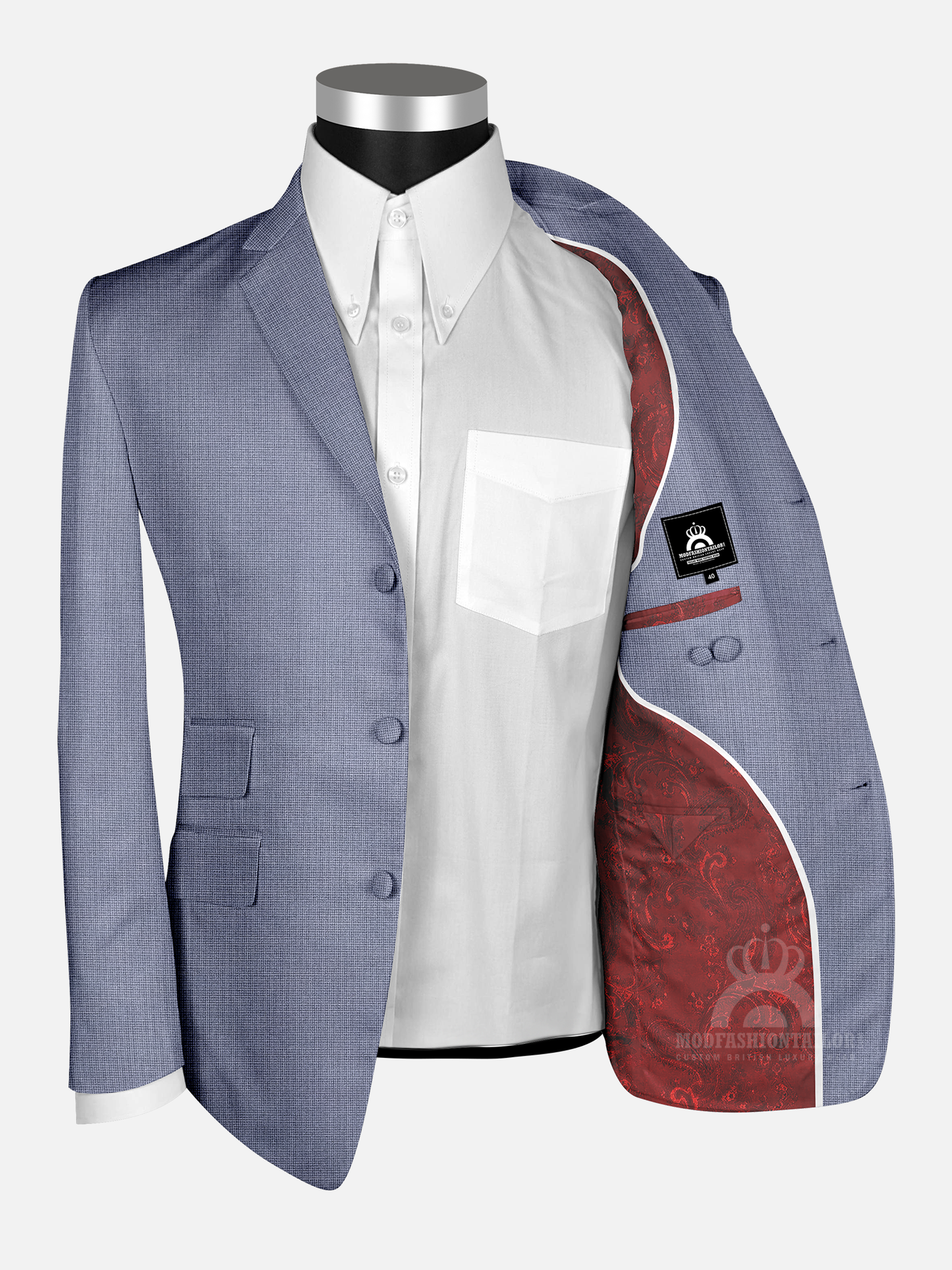 2 Piece 60s Outfits Check Blue Mod Suit