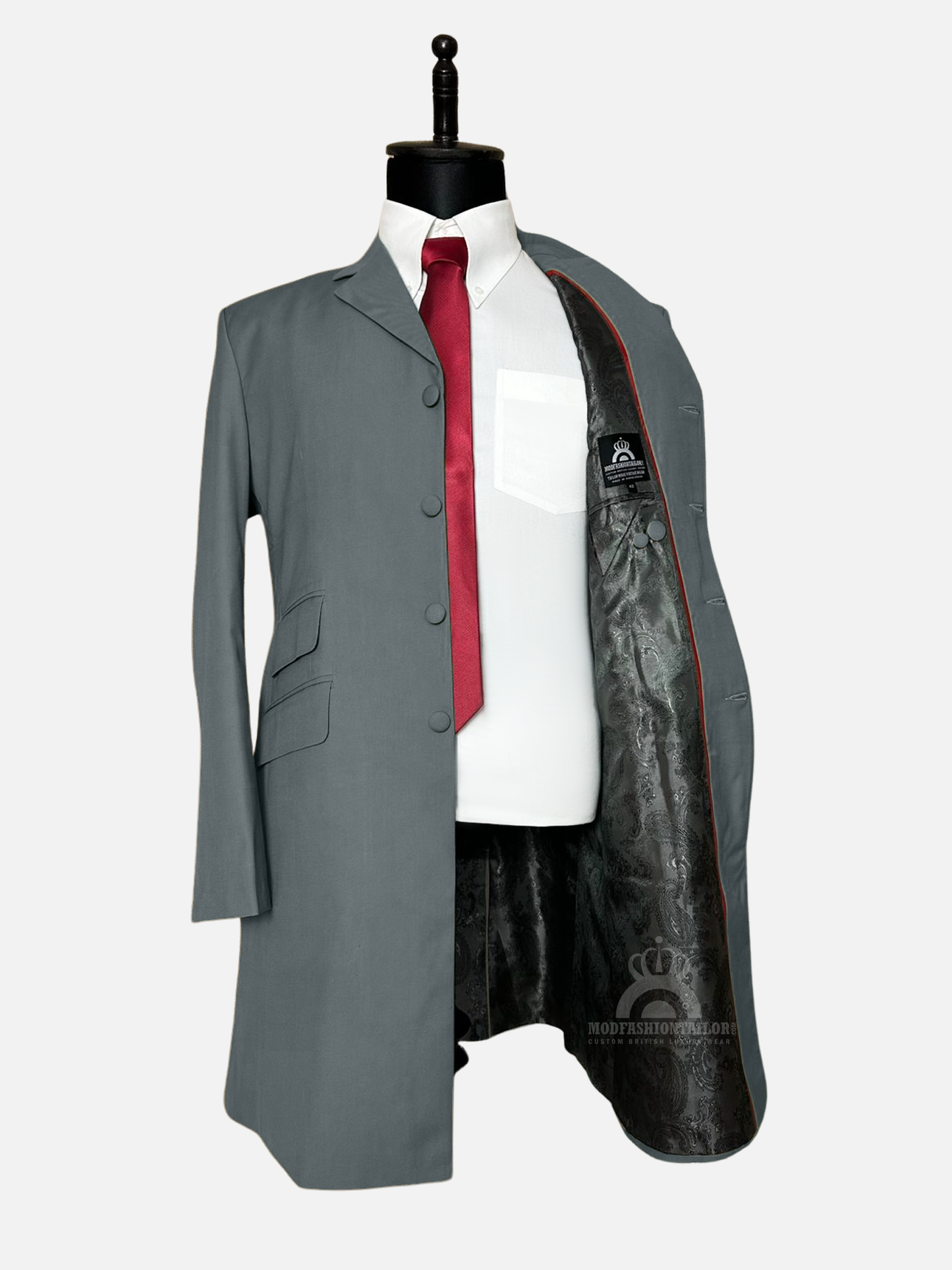 4 Button Light Gray Overcoat