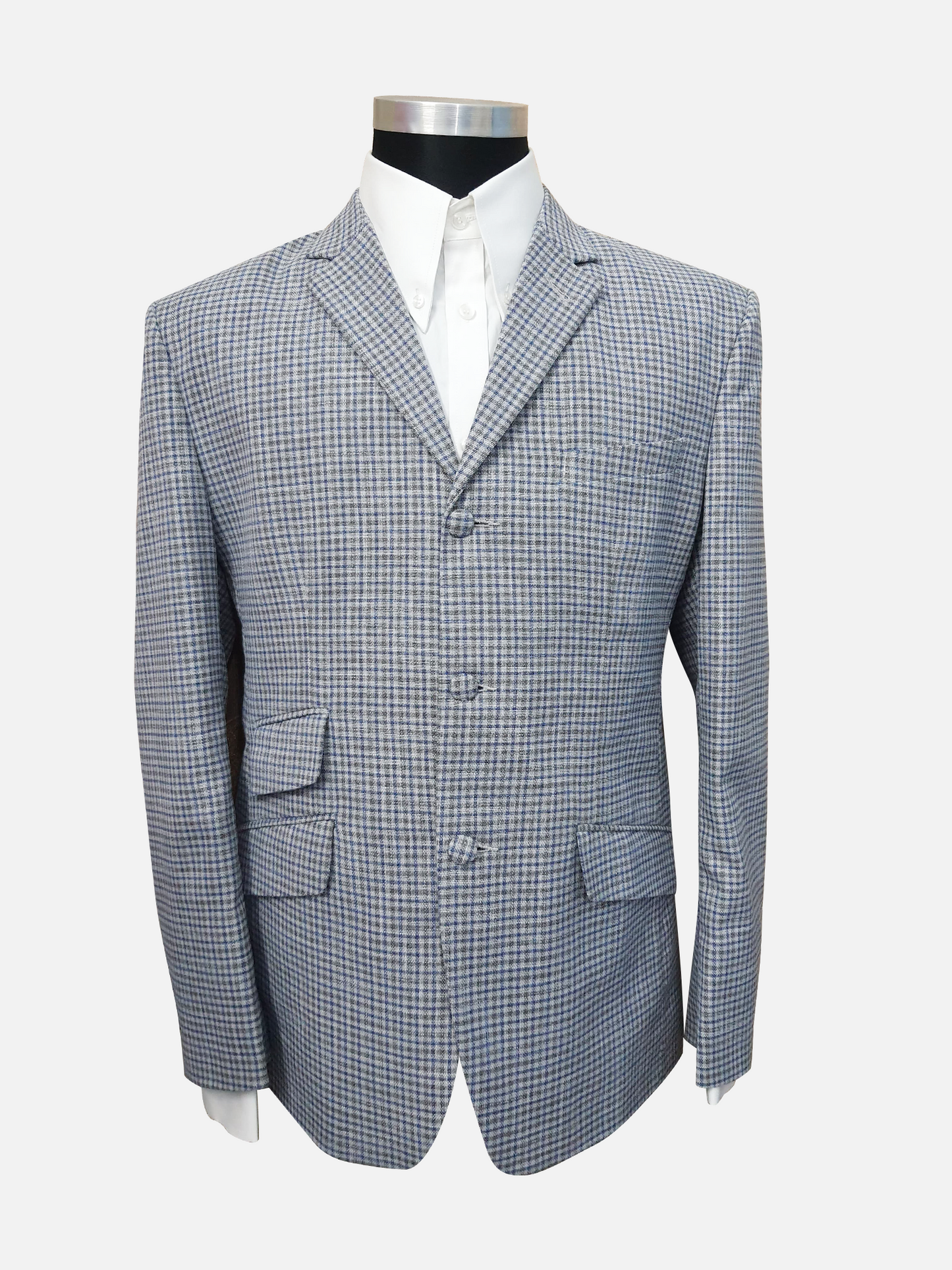 Little Blue and gray Check Suit Jacket size 40R Trouser size 34 Inside leg 30