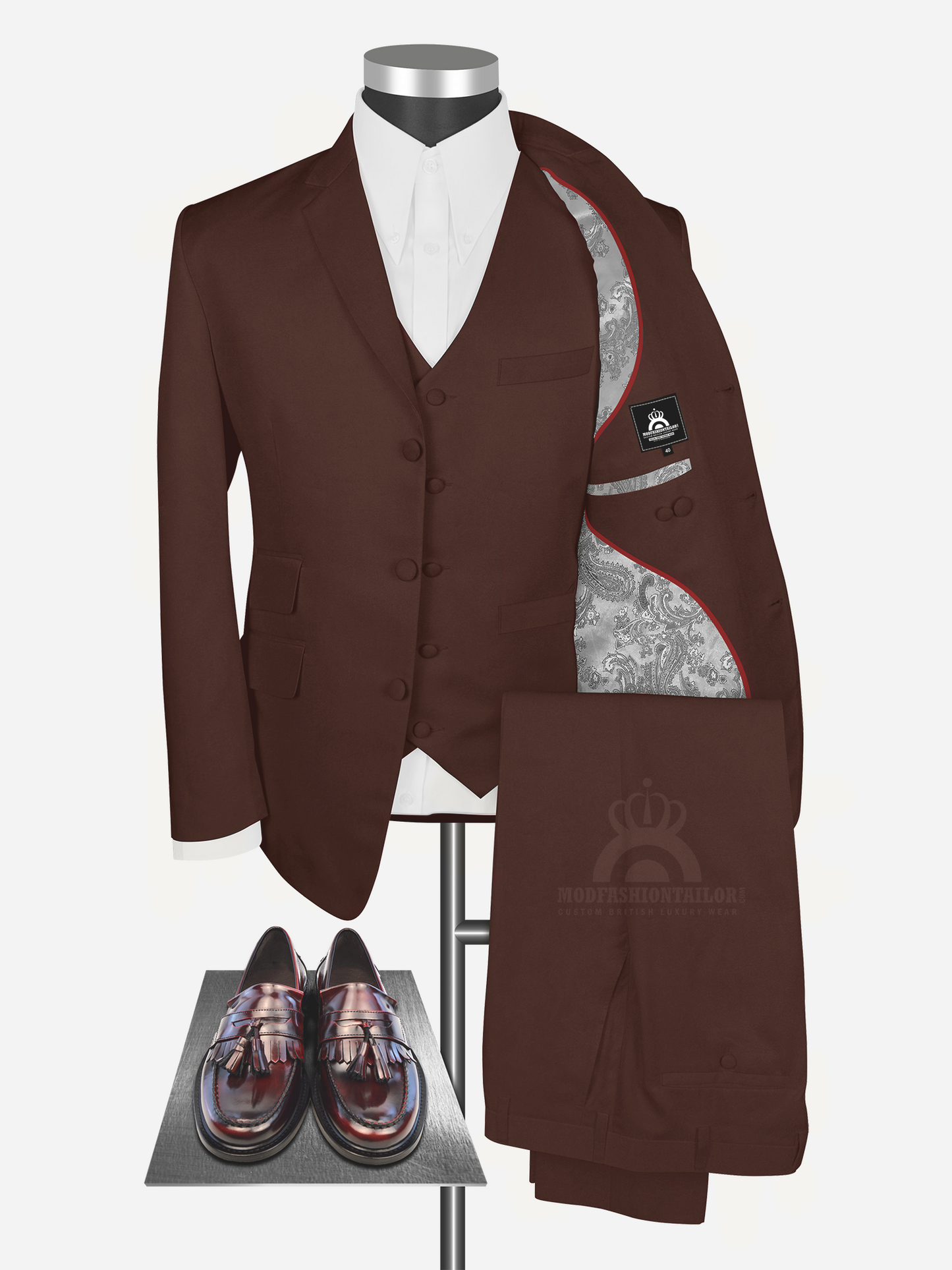 3 Piece Paul Weller Maroon Mod Suit
