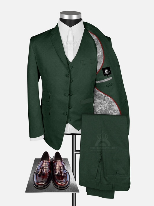 3 Piece Dark Green Mod Suit