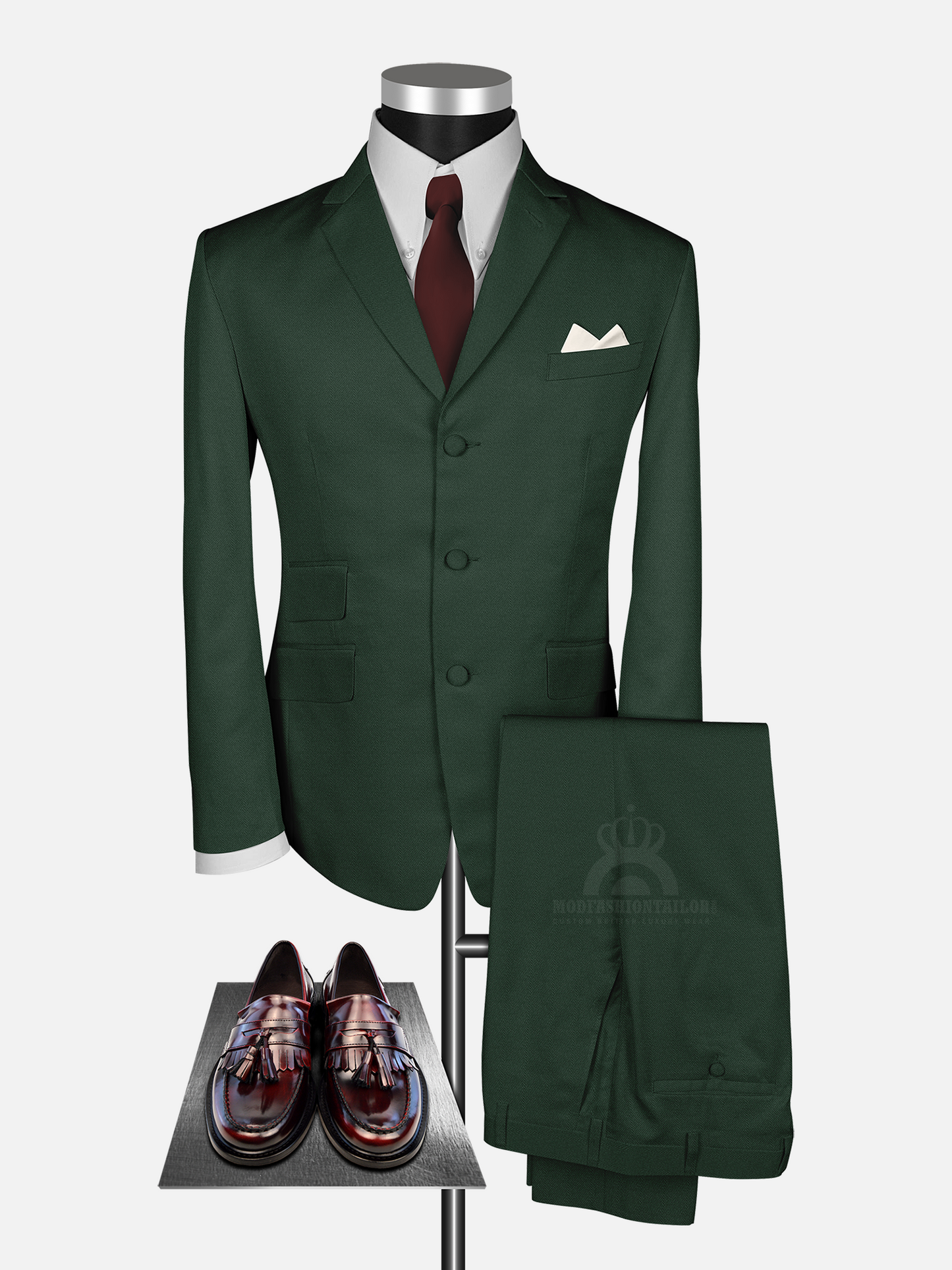 2 Piece Dark Green Mod Suit