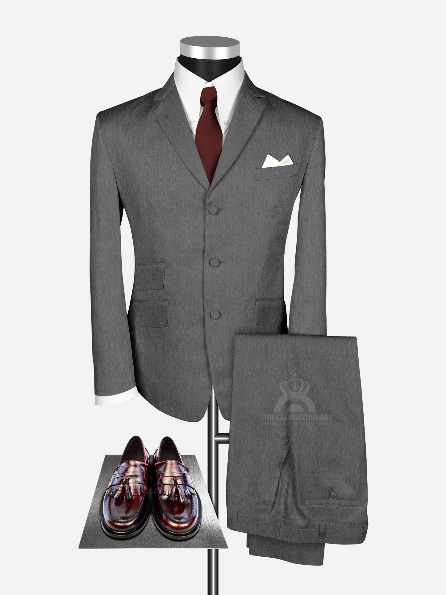 2 Piece Silver Gray 3 Button Mod Suit