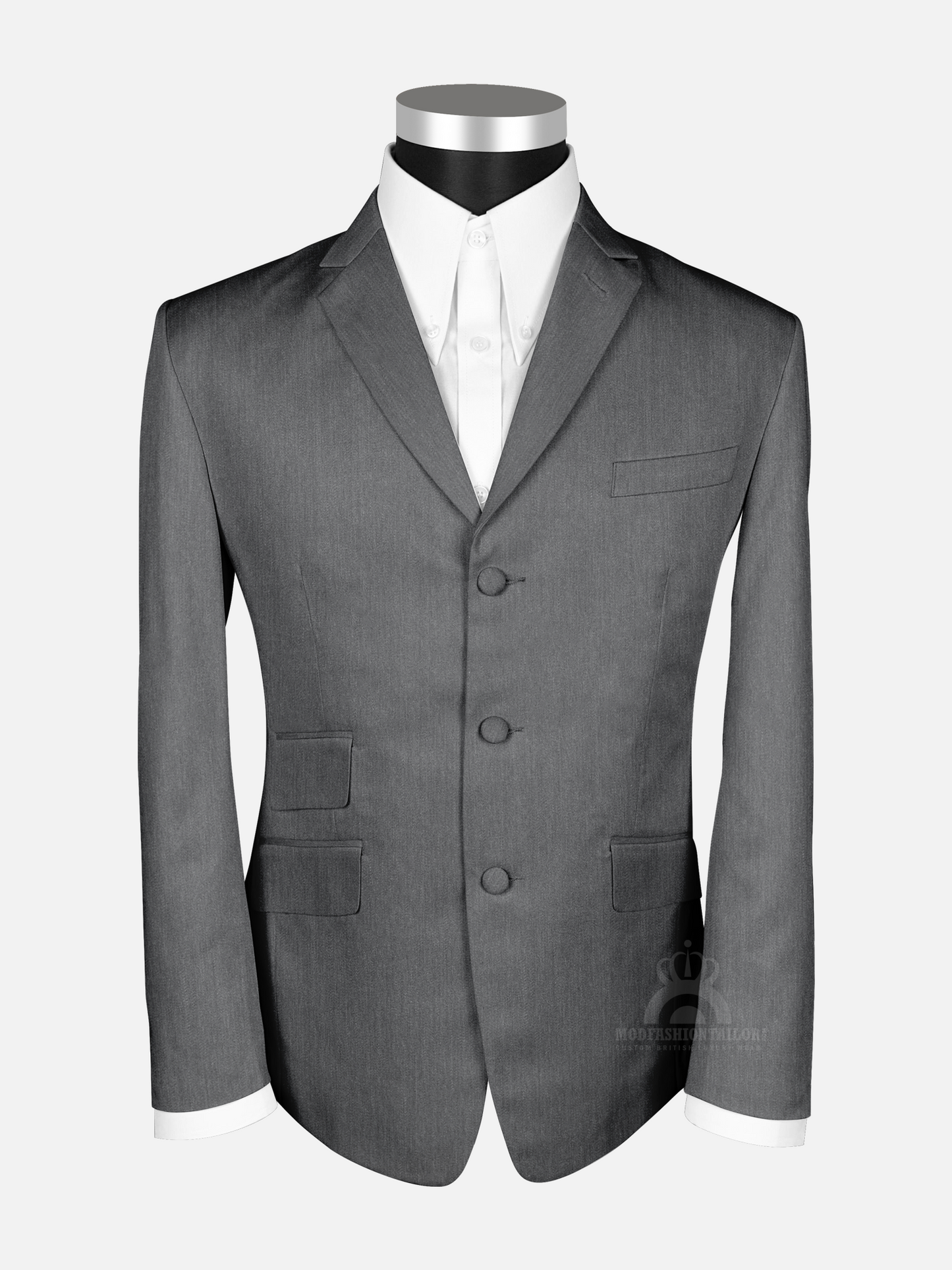 Silver Gray 3 Button Mod Jacket
