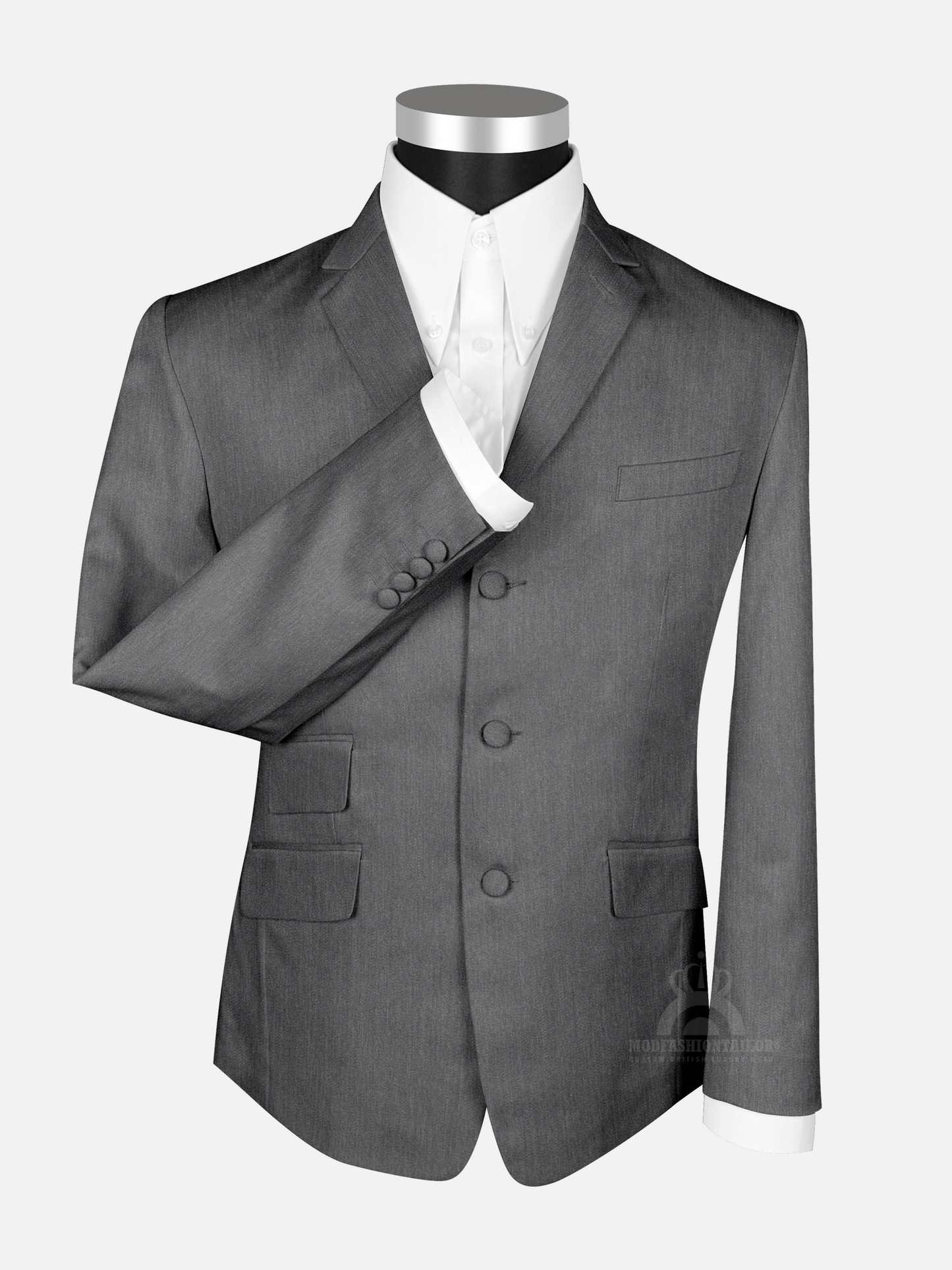 Silver Gray 3 Button Mod Jacket