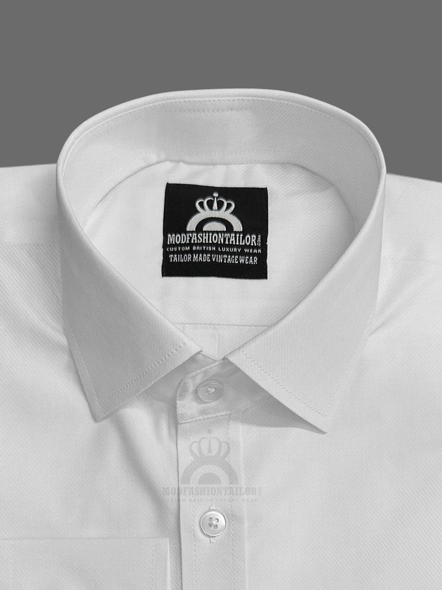 Spread Collar Long Sleeve White Shirt