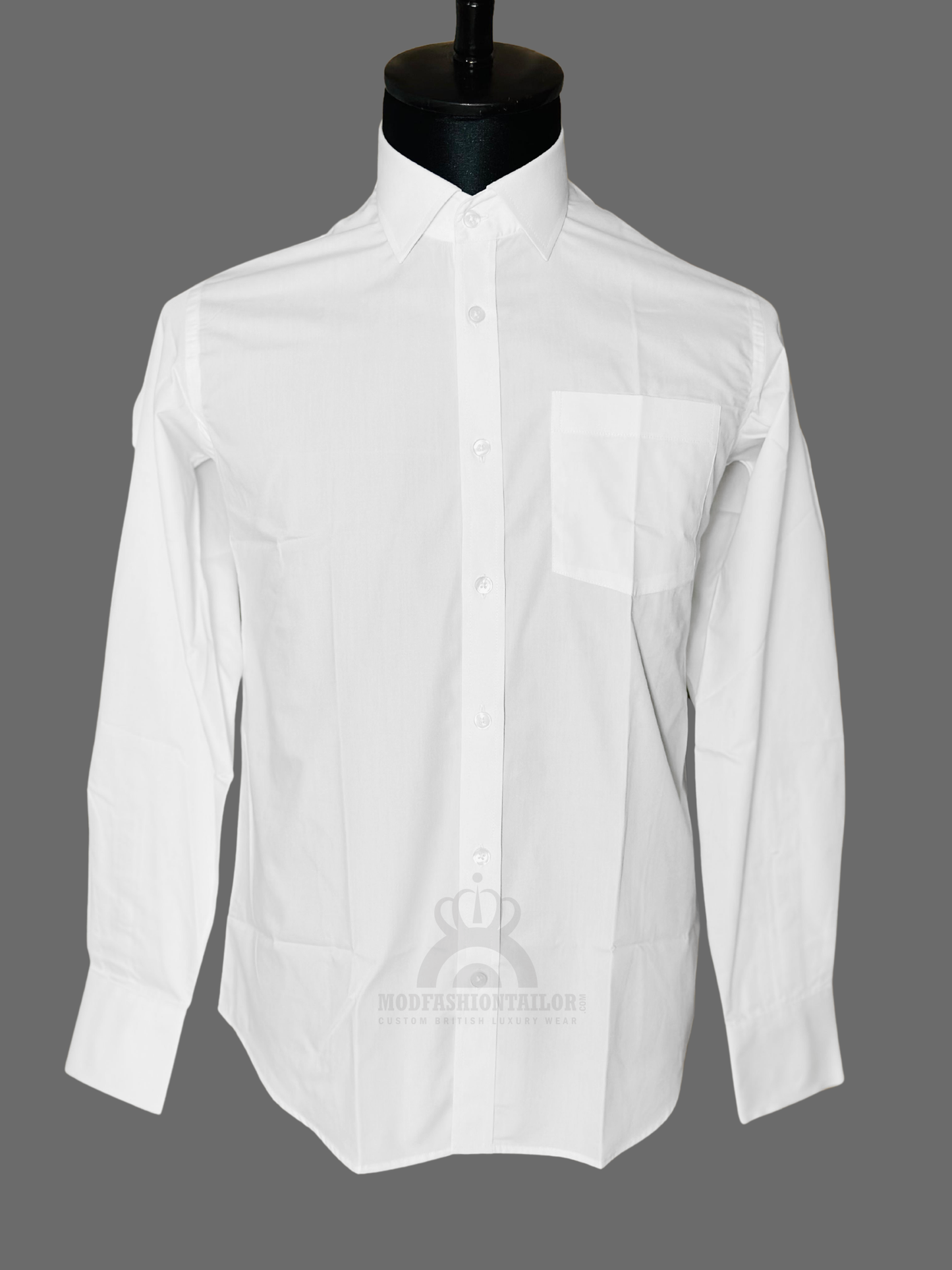 Spread Collar Long Sleeve White Shirt