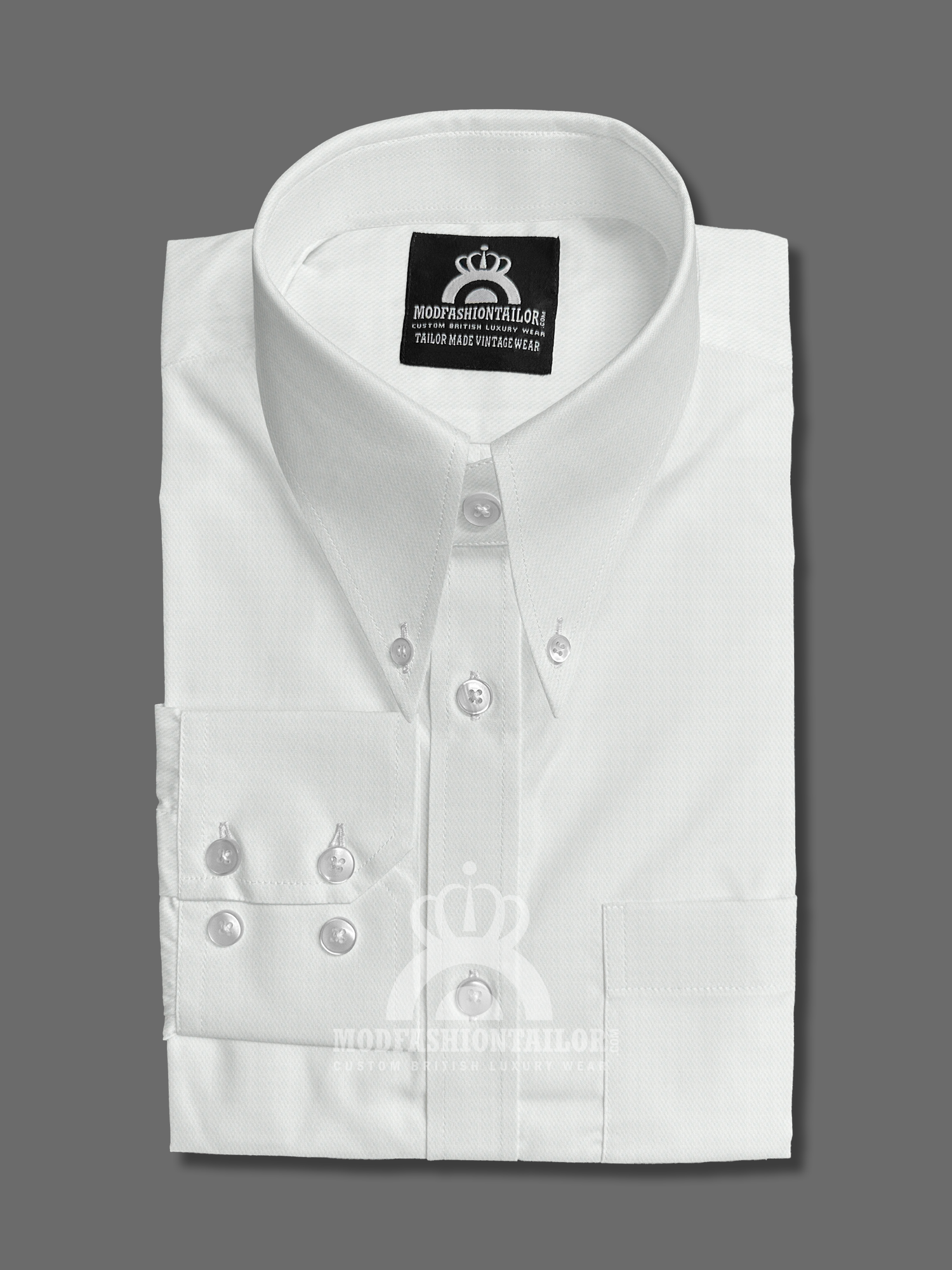 Tab Collar Long Sleeve White Shirt – Modfashiontailor