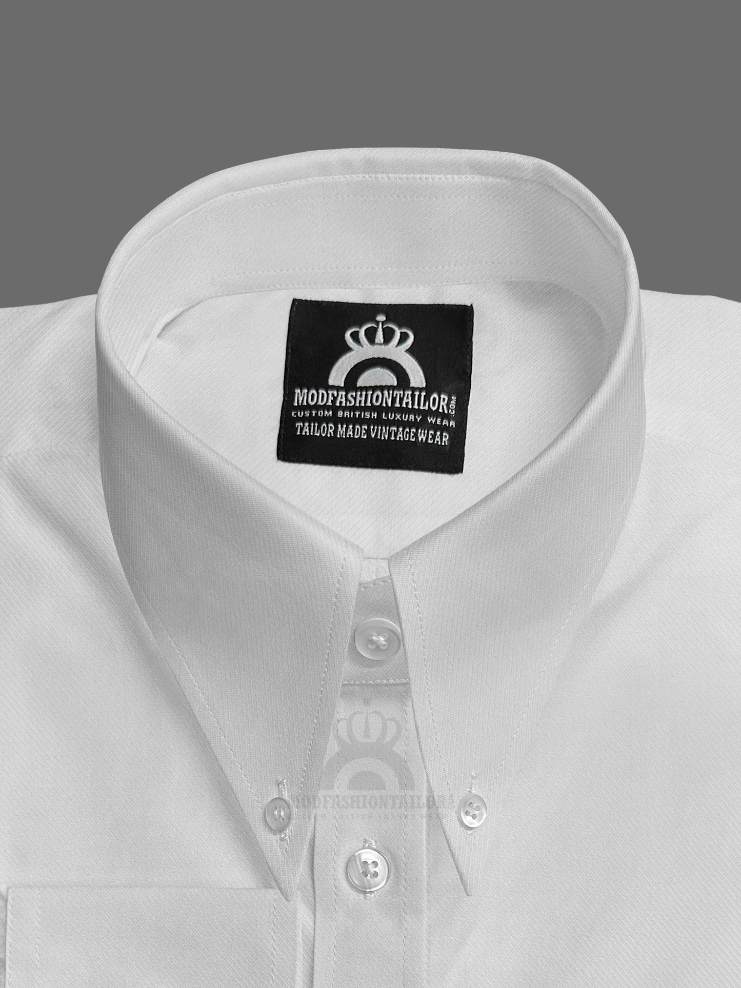 Tab Collar Long Sleeve White Shirt
