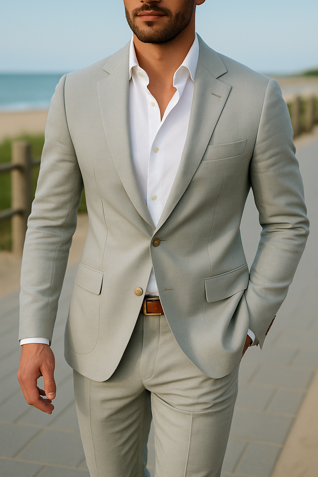 light grey suit