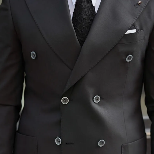 black double breasted suit