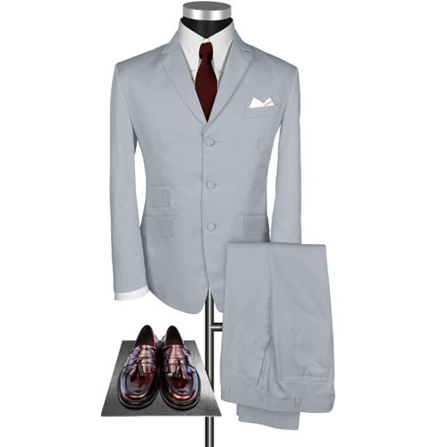 light gray suit