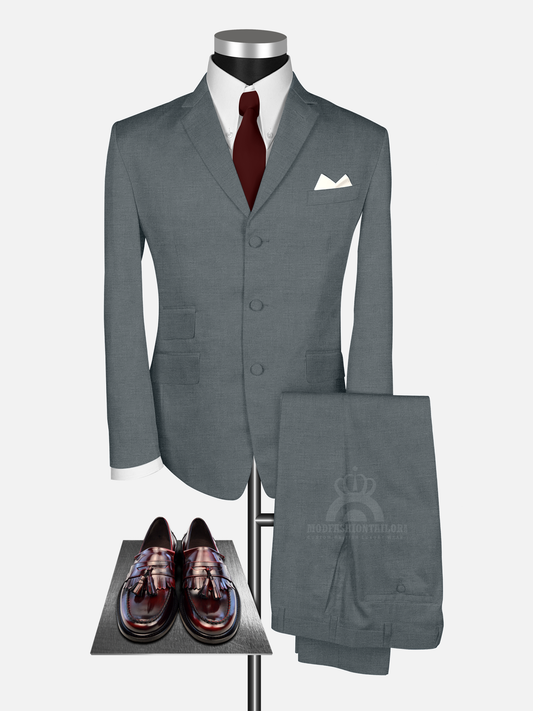 2 Piece 3 Button Light Gray Mod Suit