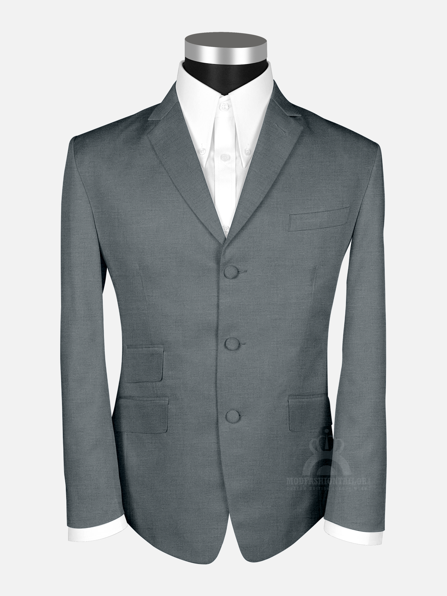 3 Piece 3 Button Light Gray Mod Suit