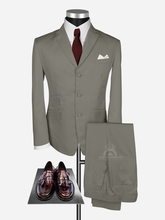 2 Piece 3 Button Pastel Brown Mod Suit