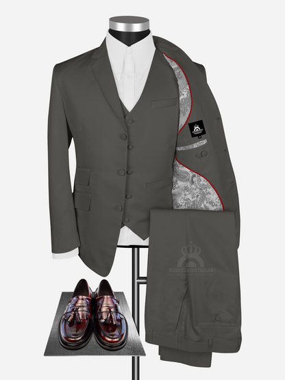 3 Piece 3 Button Shadwell Brown Mod Suit with Shirt