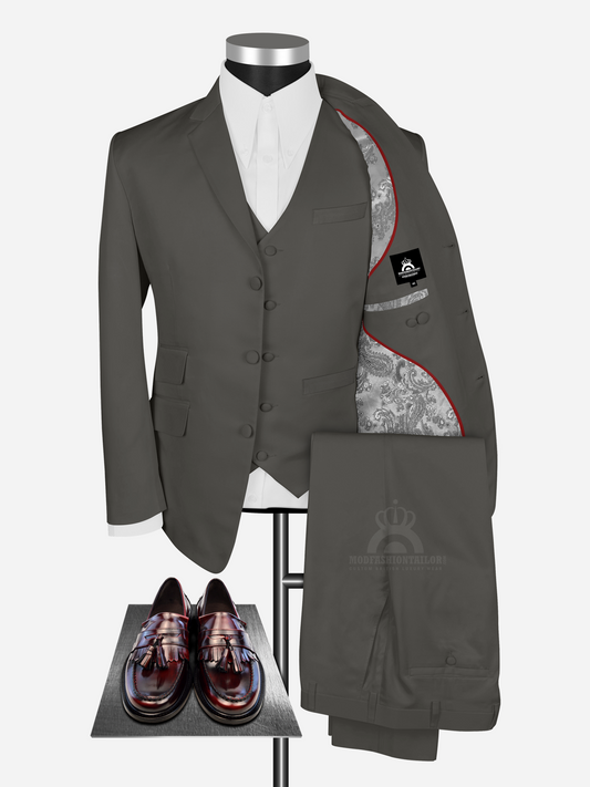 3 Piece 3 Button Shadwell Brown Mod Suit