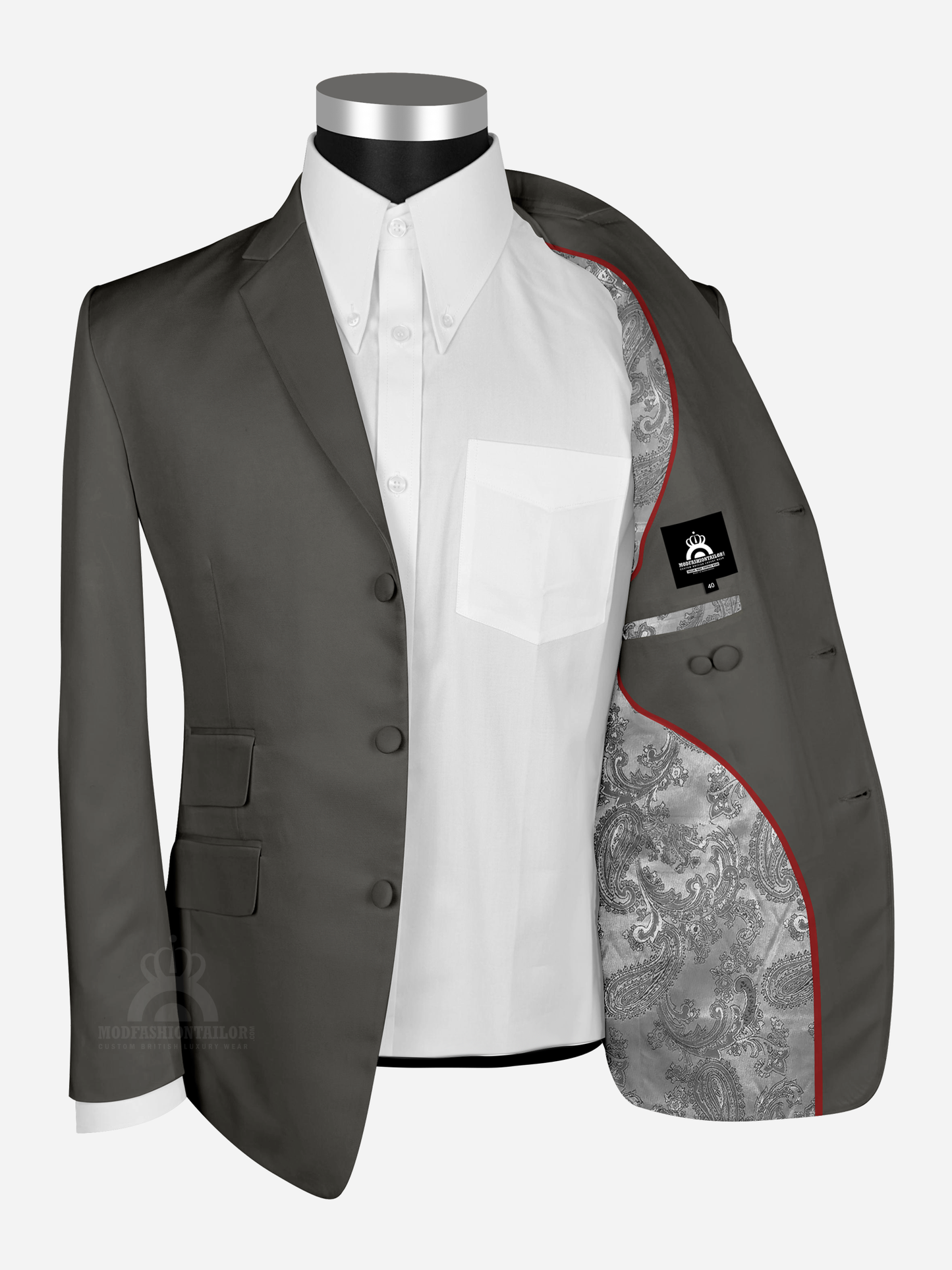 3 Piece 3 Button Shadwell Brown Mod Suit with Shirt