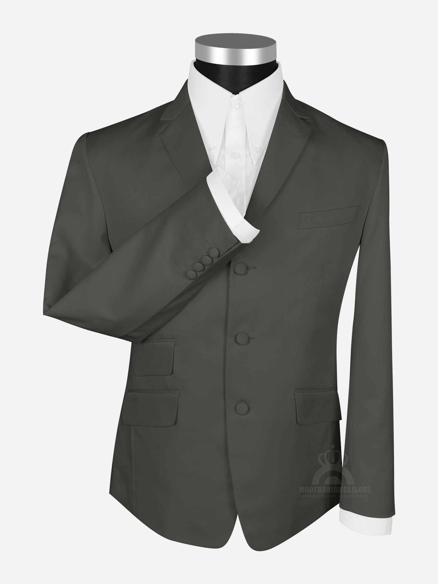 3 Piece 3 Button Shadwell Brown Mod Suit with Shirt