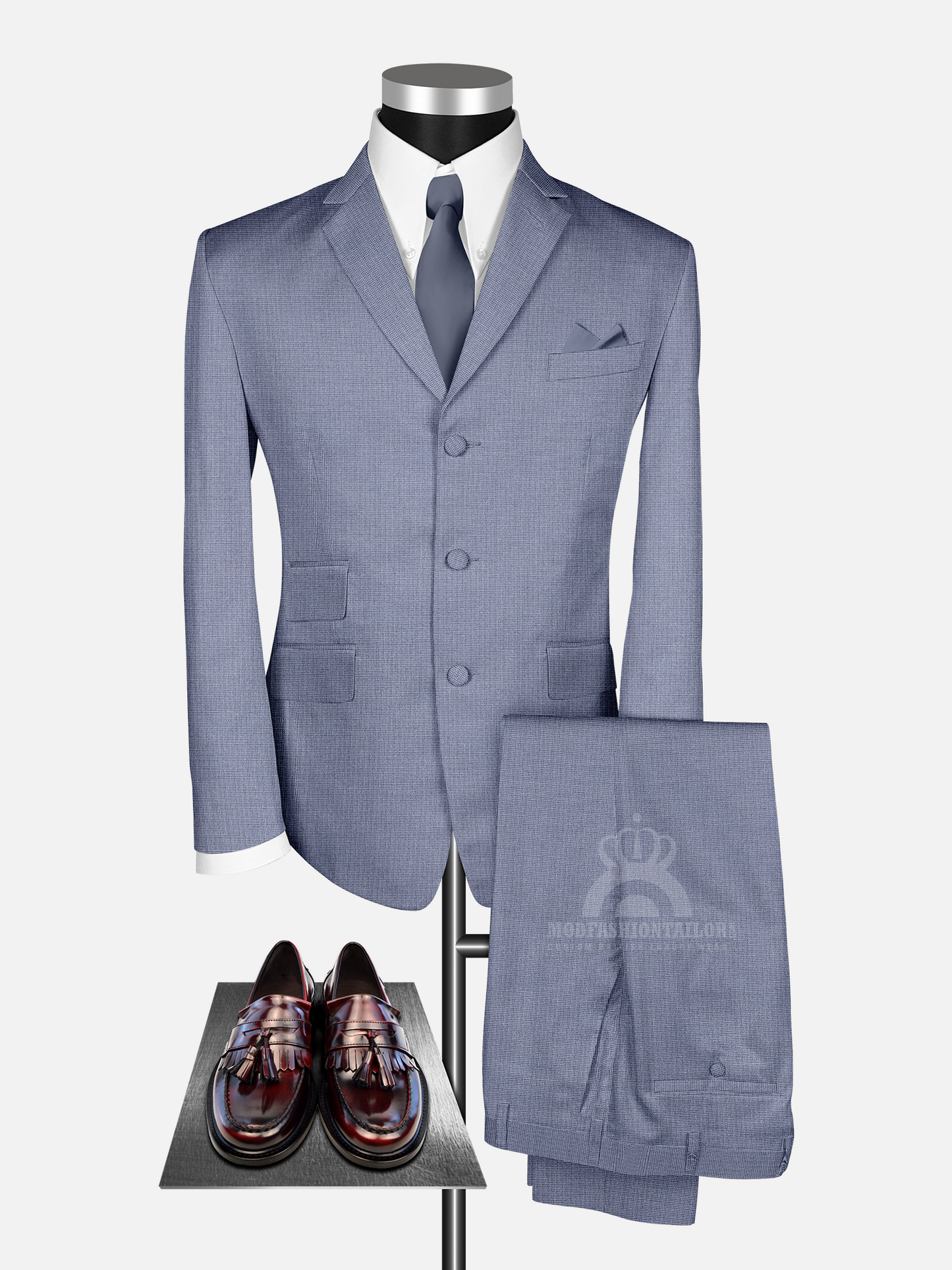 2 Piece 60s Outfits Check Blue Mod Suit