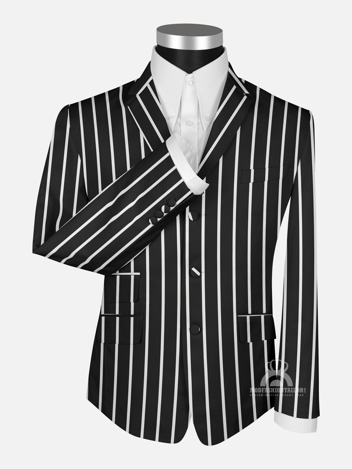 Black and White Stripe Boating Blazer Front Detail