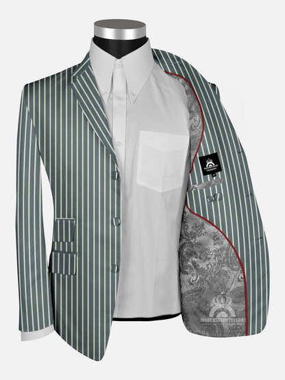 Blue and White Stripe Boating Blazer Interior Detail