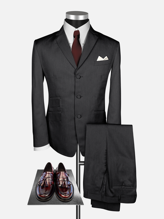 2 Piece 60s Charcoal Grey Mod Suit