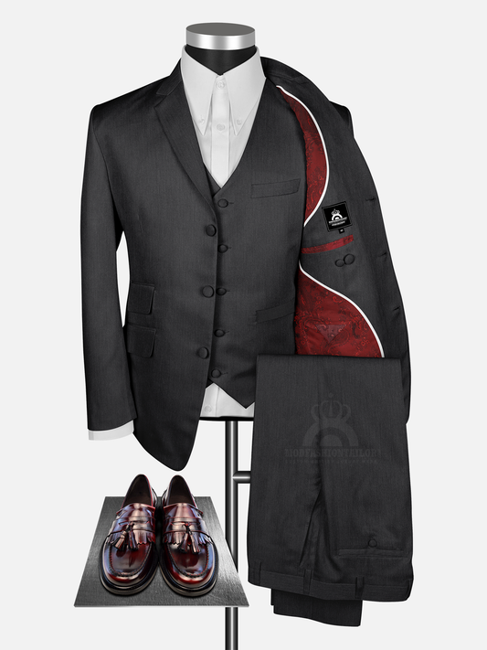 3 Piece 60s Charcoal Grey Mod Suit