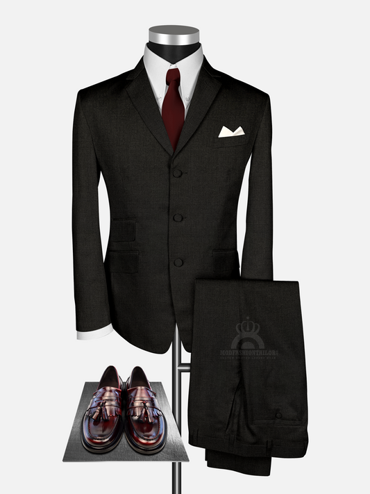 2 Piece Dark Chocolate Green Tone Mod  Suit