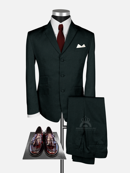 Dark Forest Green Micro Check Mod Suit