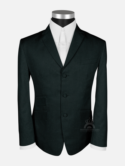 3 Piece Dark Forest Green Micro Check Mod Suit