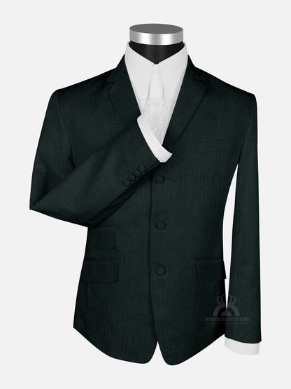 3 Piece Dark Forest Green Micro Check Mod Suit