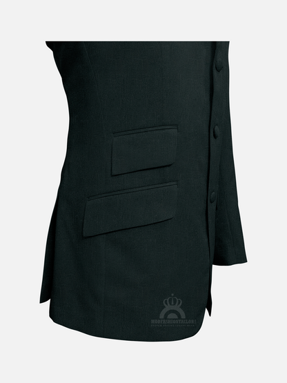 3 Piece Dark Forest Green Micro Check Mod Suit