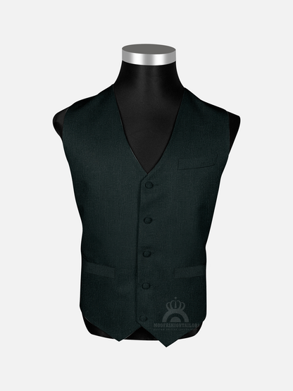 3 Piece Dark Forest Green Micro Check Mod Suit