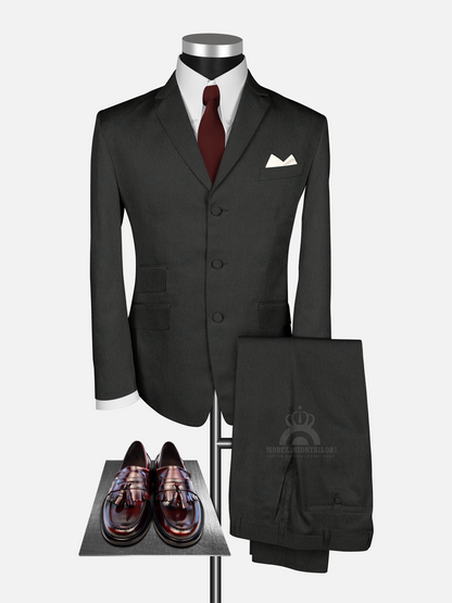 2 Piece Dark Gray Herringbone Mod Suit