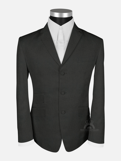 3 Piece Dark Gray Herringbone Mod Suit