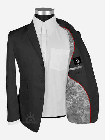 3 Piece Dark Gray Herringbone Mod Suit
