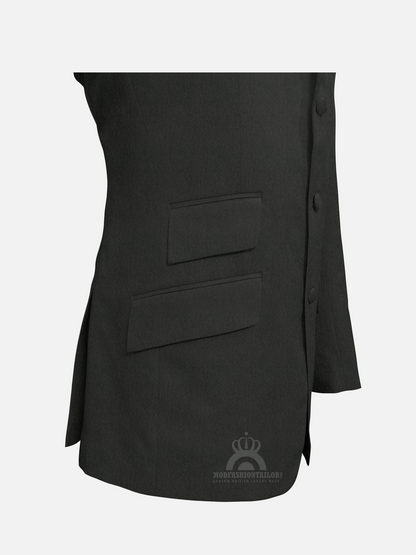 3 Piece Dark Gray Herringbone Mod Suit