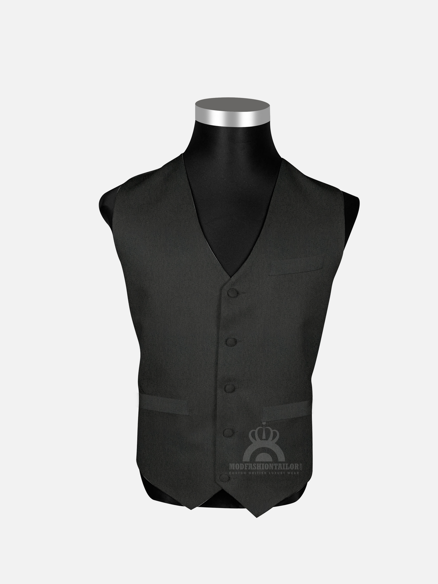 3 Piece Dark Gray Herringbone Mod Suit