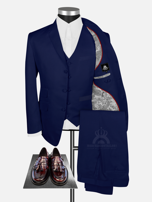 3 Piece George Harrison Navy Blue Mod Suit