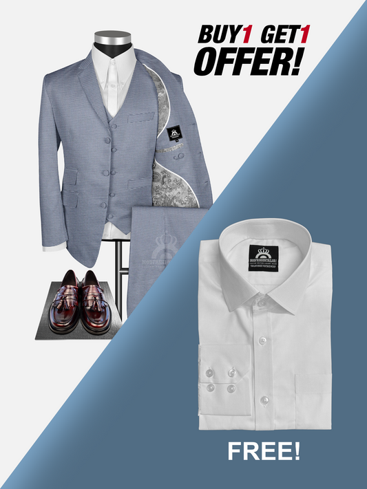 3 Piece Houndstooth 60s Mod Suit with Shirt