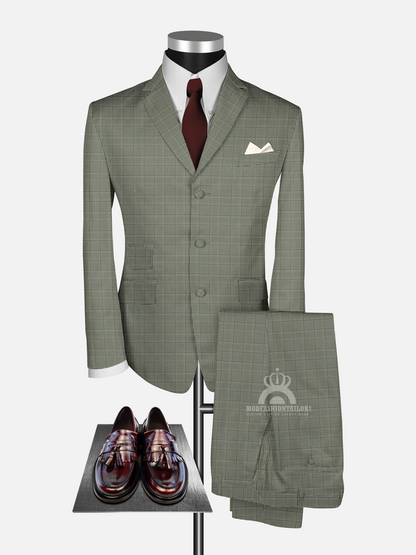 2 Piece Earth Tone Prince of Wales check Mod Suit