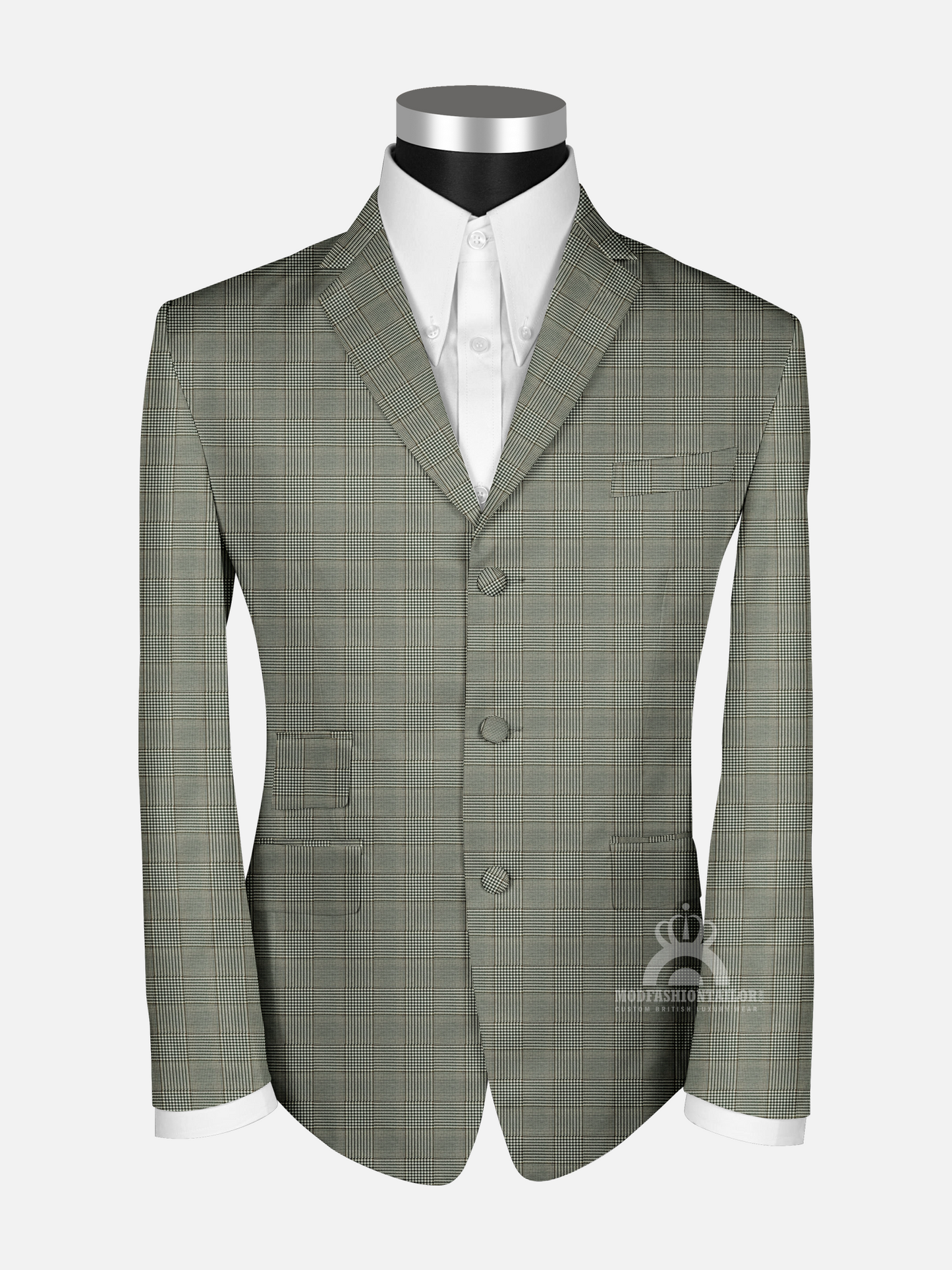 3 Piece Earth Tone Prince of Wales check Mod Suit