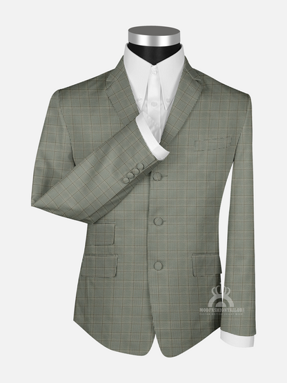 3 Piece Earth Tone Prince of Wales check Mod Suit
