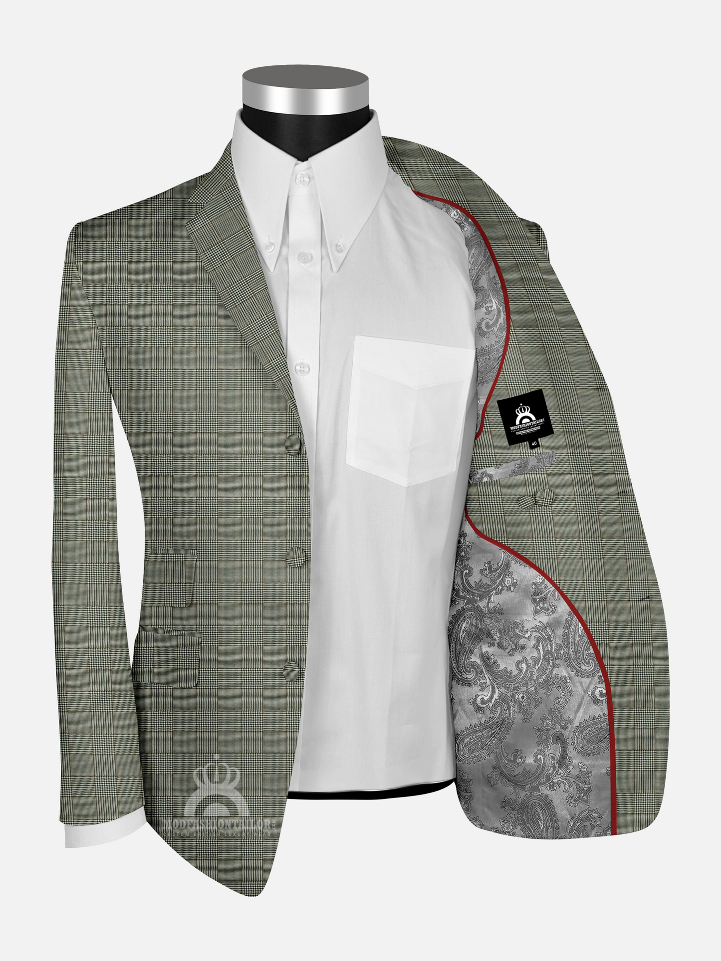 3 Piece Earth Tone Prince of Wales check Mod Suit